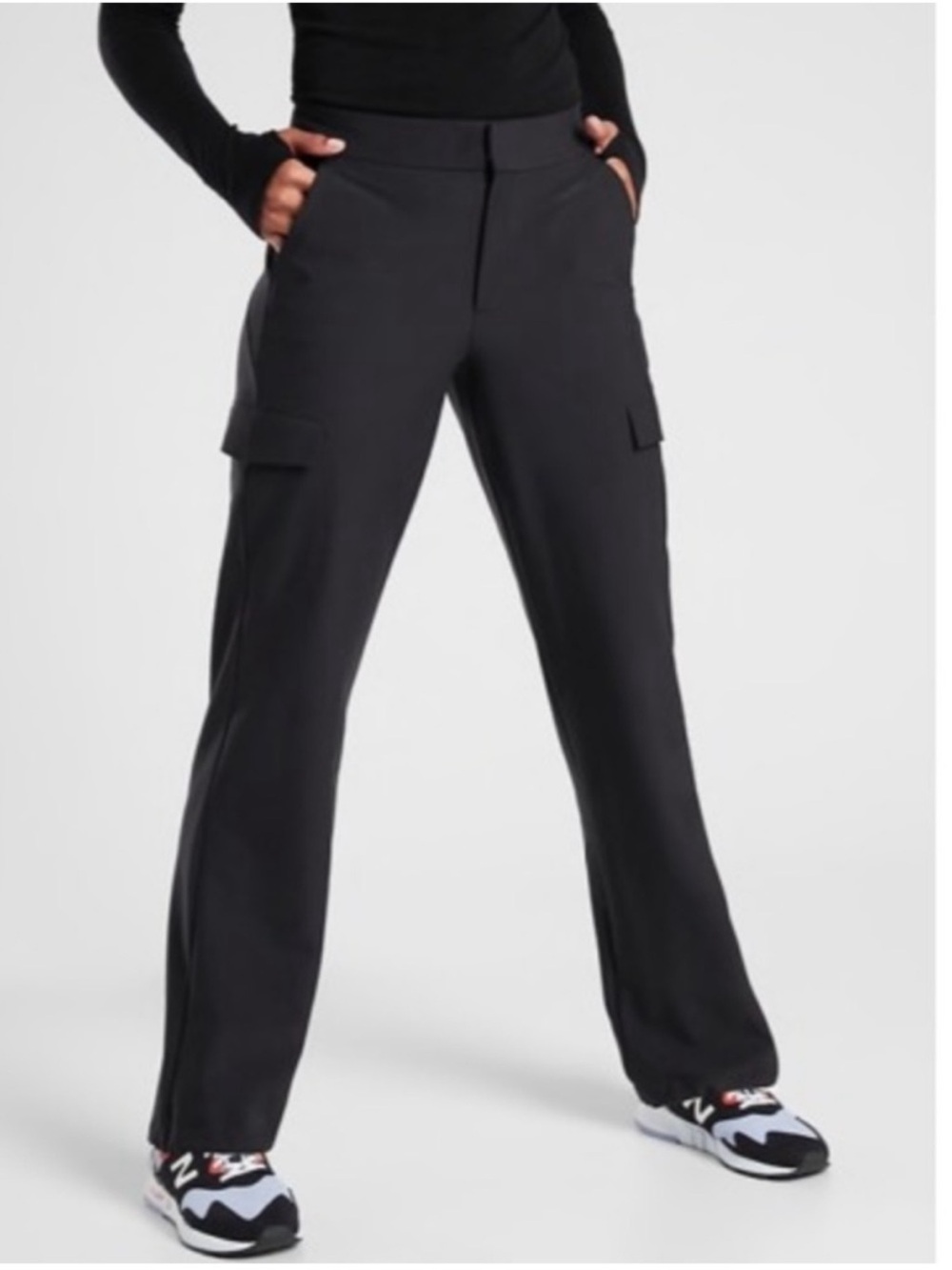 NWT ATHLETA Stellar Cargo Pant Black Stretch Work Travel Pants SZ 8 #511139 - Picture 2 of 13